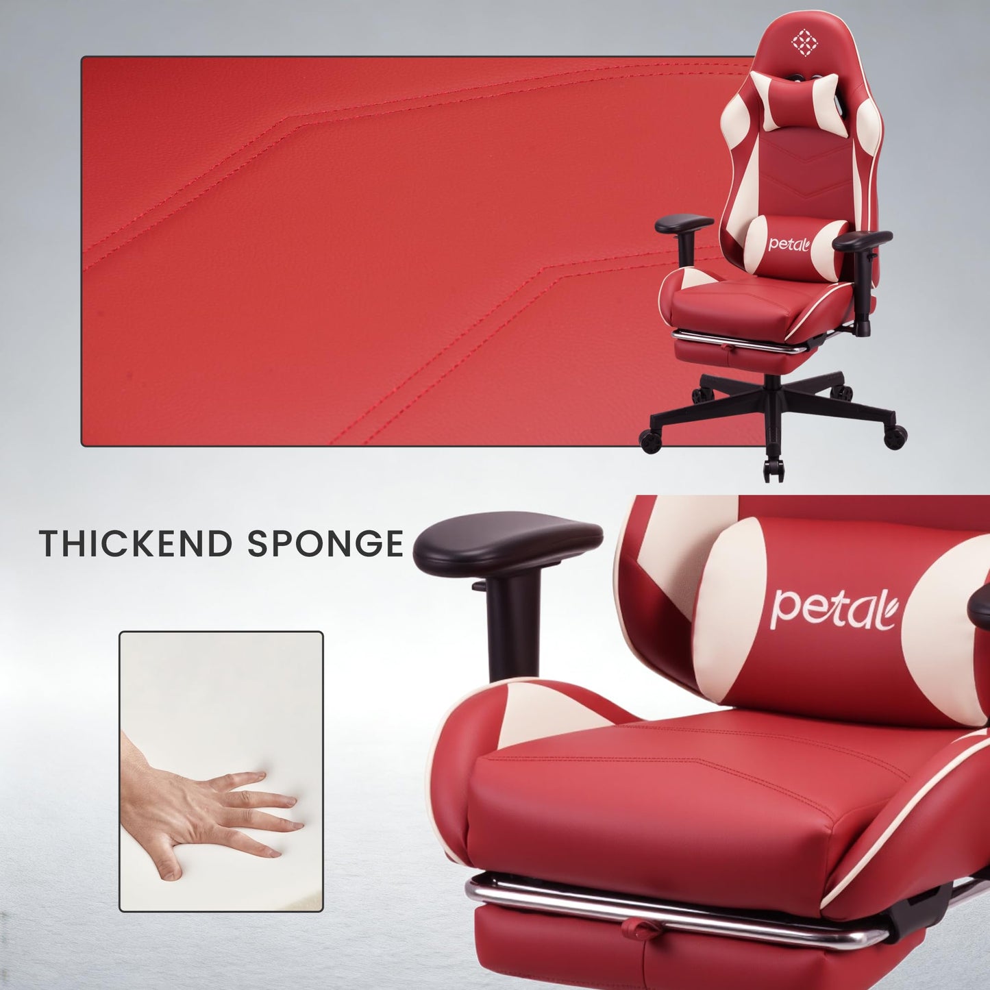 Play haha.Ergonomic reclining seat with footrest adjustable headrest and lumbar cushion high back support padded armrests PU leather finish for