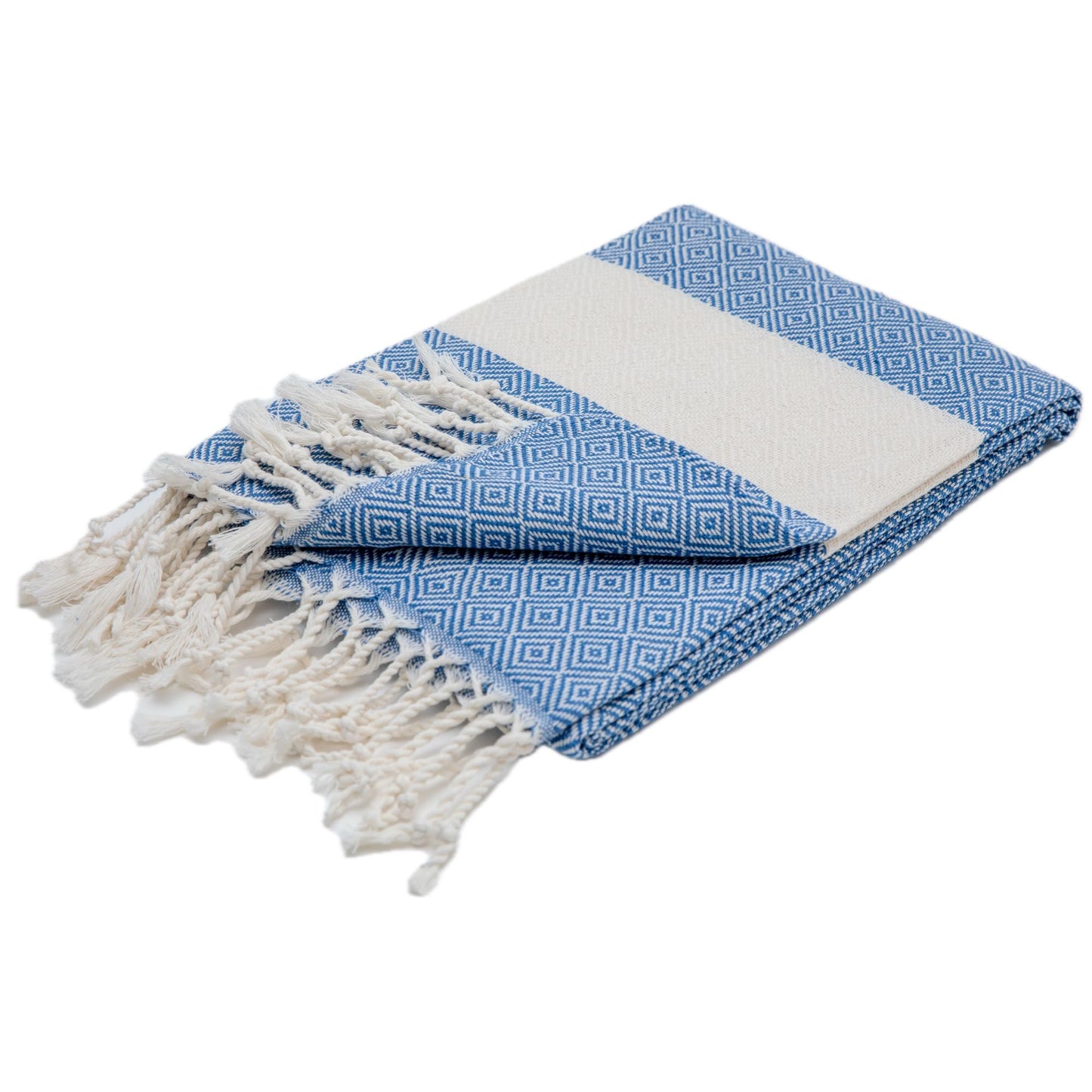 Premium Turkish Hammam Towel 100x200cm with Hand-Woven Fringes