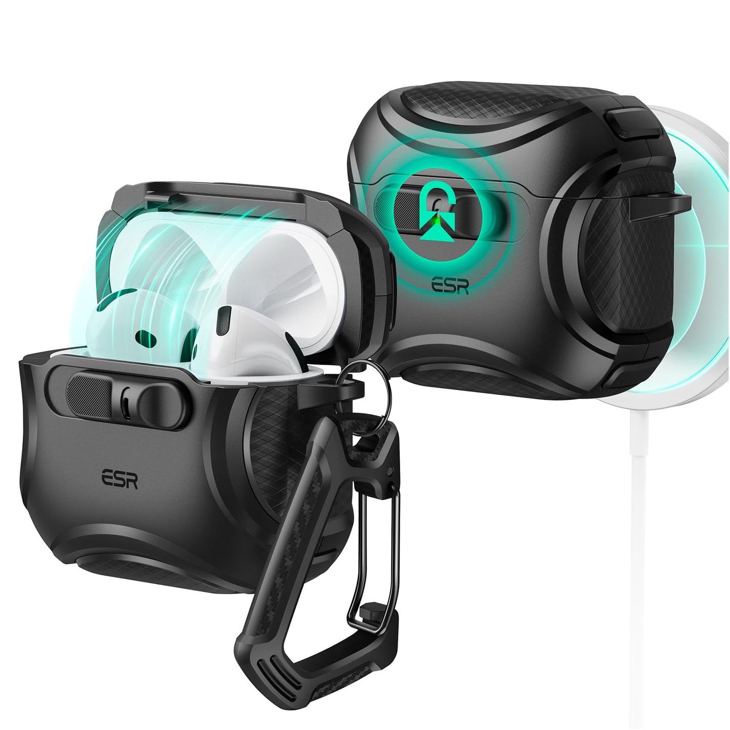 ESR for AirPods 4 Case, Compatible with AirPods 4th Generation Case (2024) (USB-C), Compatible with Magsafe, Drop-Proof Lock, Easy Open, Cyber Series,