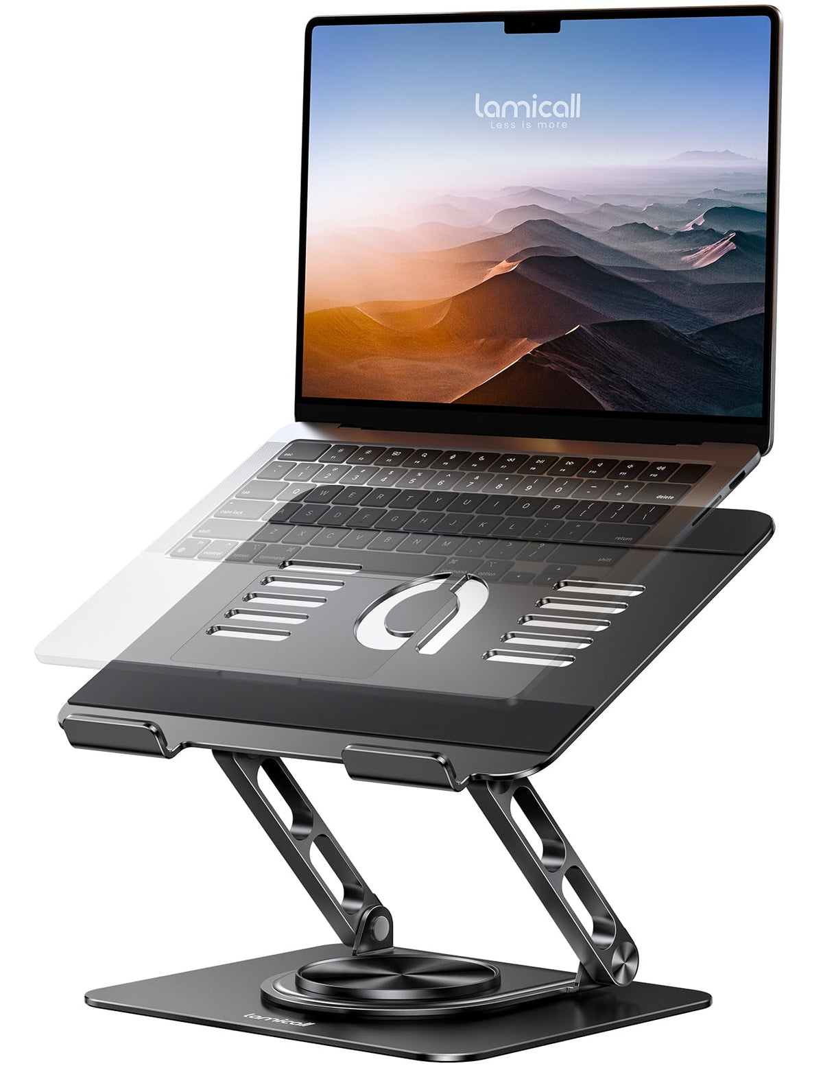 Lamicall Laptop Stand Desk, Laptop Riser - [360° Rotatable] Foldable Aluminum Notebook Holder