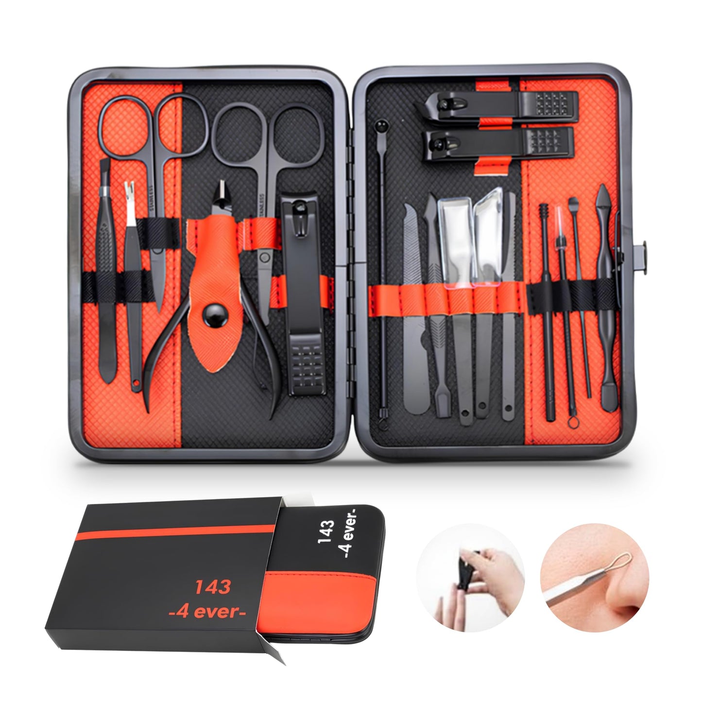 Nail Clippers Gifts for Men, Women & Travel Essentials. Manicure Set with Nail Files, Nail Scissors, Cuticle Remover, Nail Kit. Nail Clippers for Tick