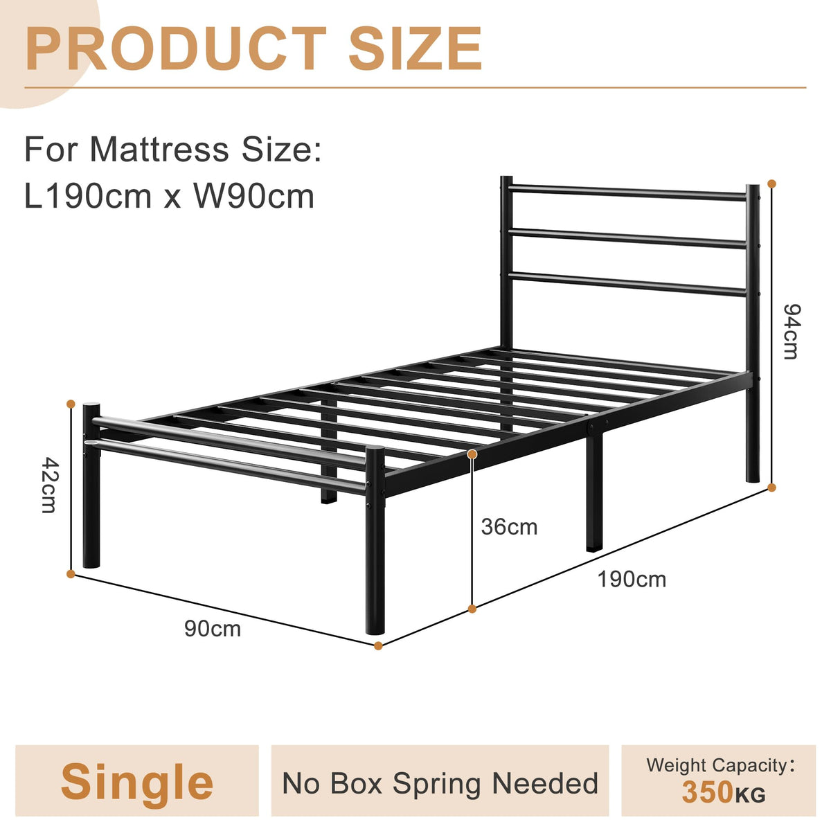 Yicensen Single Bed Frame with Headboard and Footboard