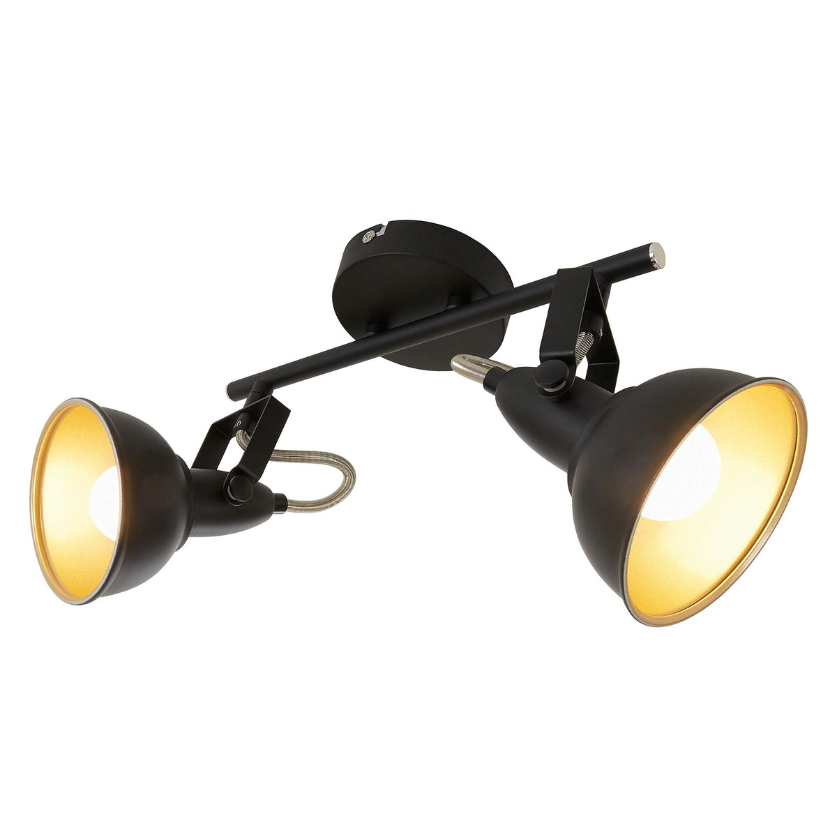 Briloner Leuchten Modern ceiling light, retro/vintage design, 2 rotatable spotlights, metall black-gold look, E14, IP20, max. 40 Watt, length: 30.4
