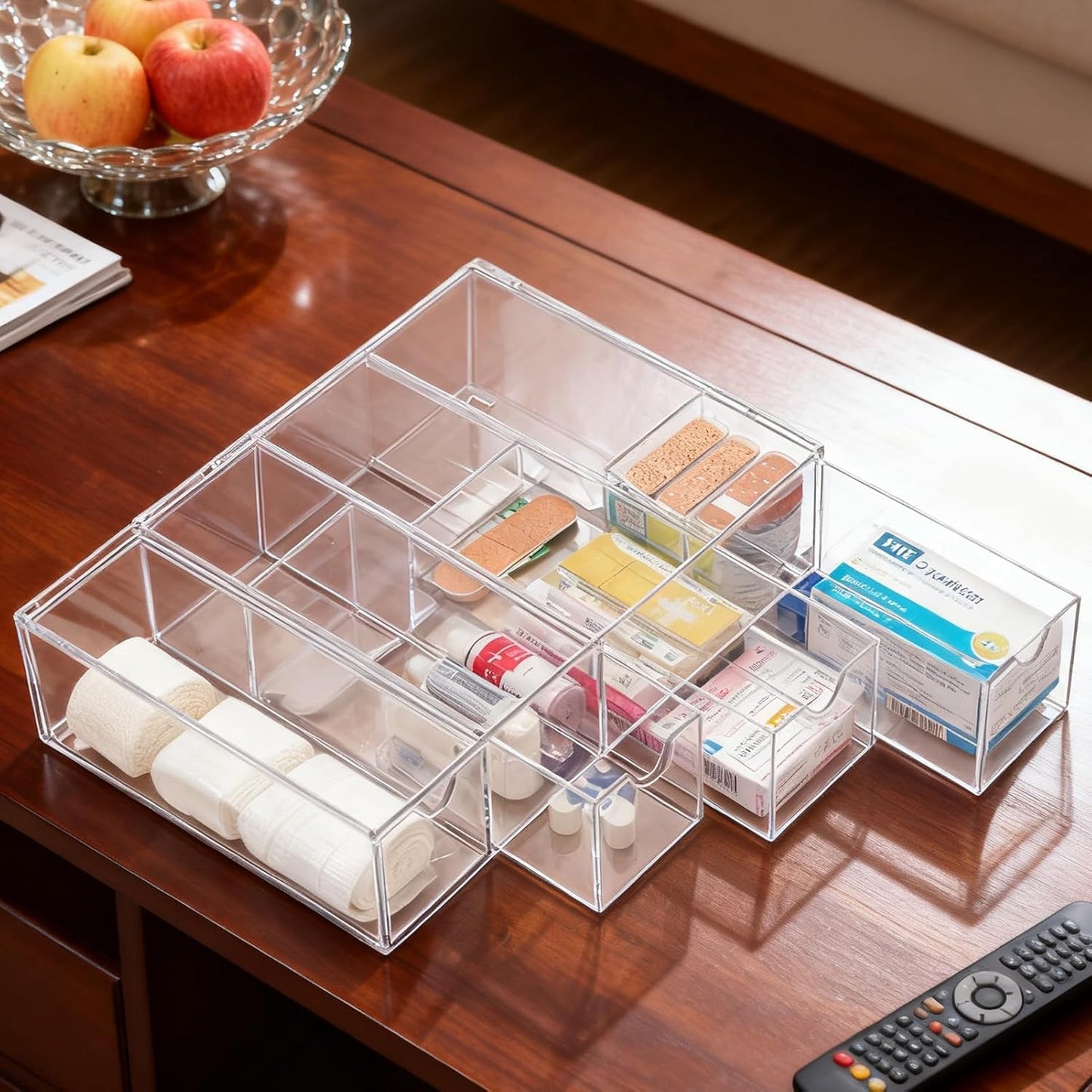 Punorric Medicine Storage Box - Transparent Medical Box & Household Plastic Drawers Storage Unit, First Aid Box
