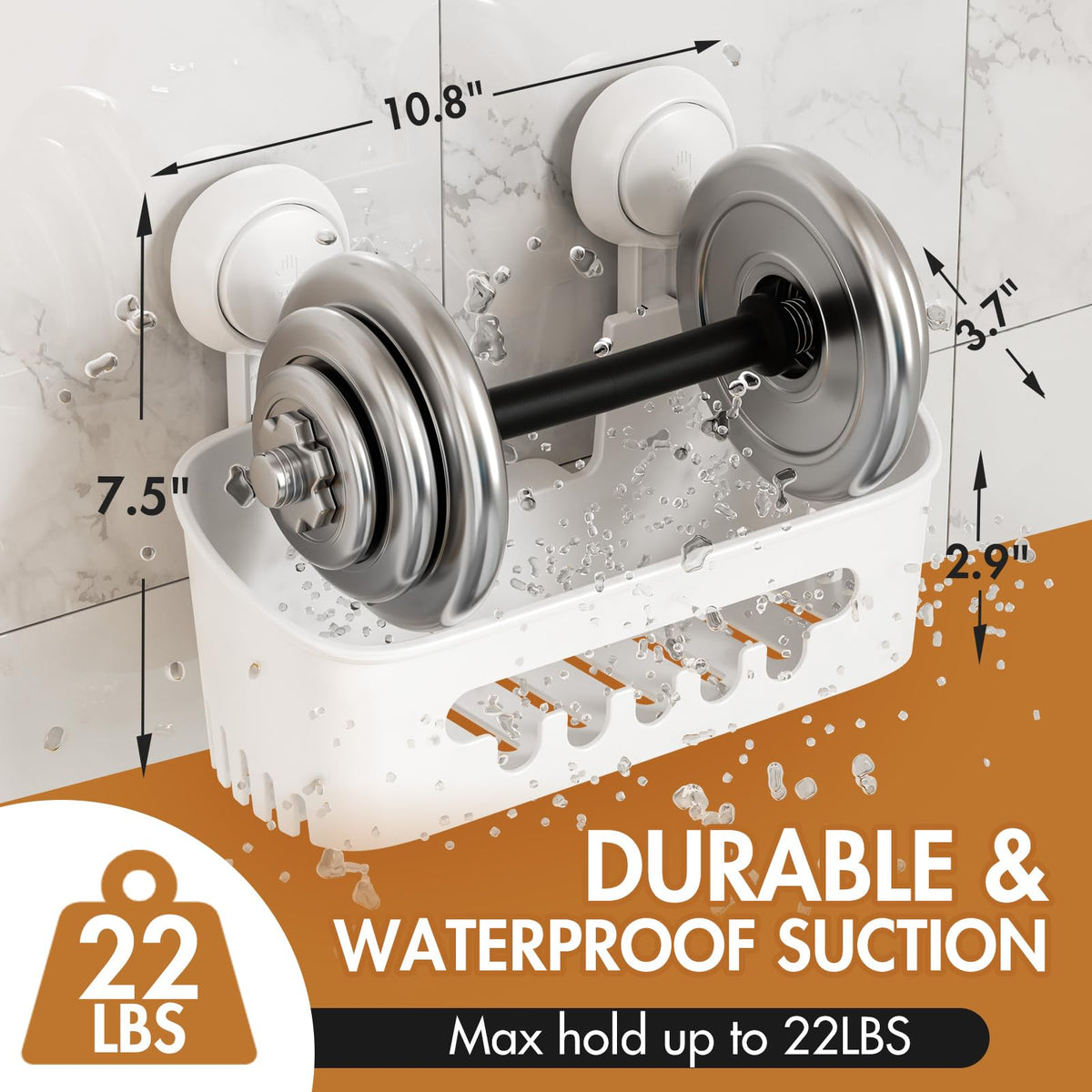 LEVERLOC Shower Caddy Suction Set Bathroom Accessories Storage 2 Pack White