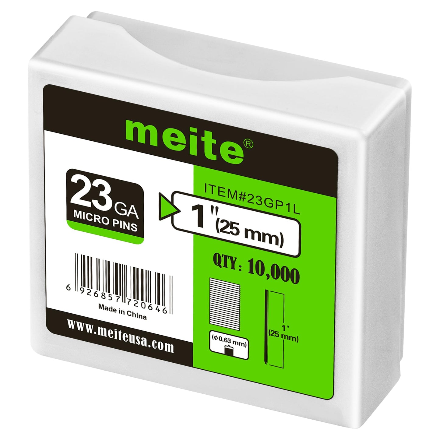 meite 23 Gauge Pin Nails, 25 mm Micro Headless Brad Nails for Pin Nailer - Galvanised Pins Nail Gun Nails, Ideal for Fine Woodworking and Trim Work