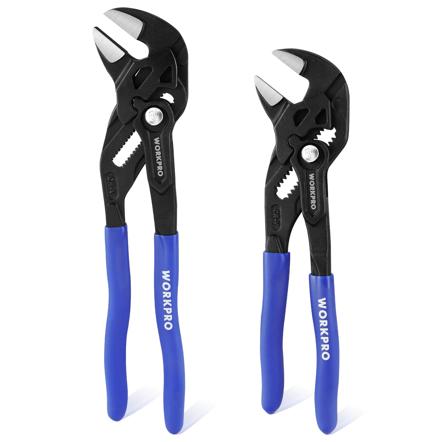WORKPRO 2-Piece Adjustable Pliers Wrench Set, Adjustable Spanner, Water Pump Pliers 180mm 250mm, Self Adjusting Jaw Pliers Max Jaw Capacity 40mm 50mm,