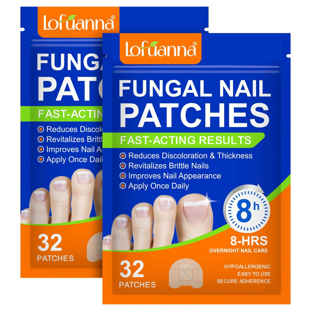 Fungal Nail Patches, 64Pcs Toe Nail Fungal Treatment Pads, 8-Hour Nighttime Toenail Fungus Treatment Restores Healthy Appearance, Reduces