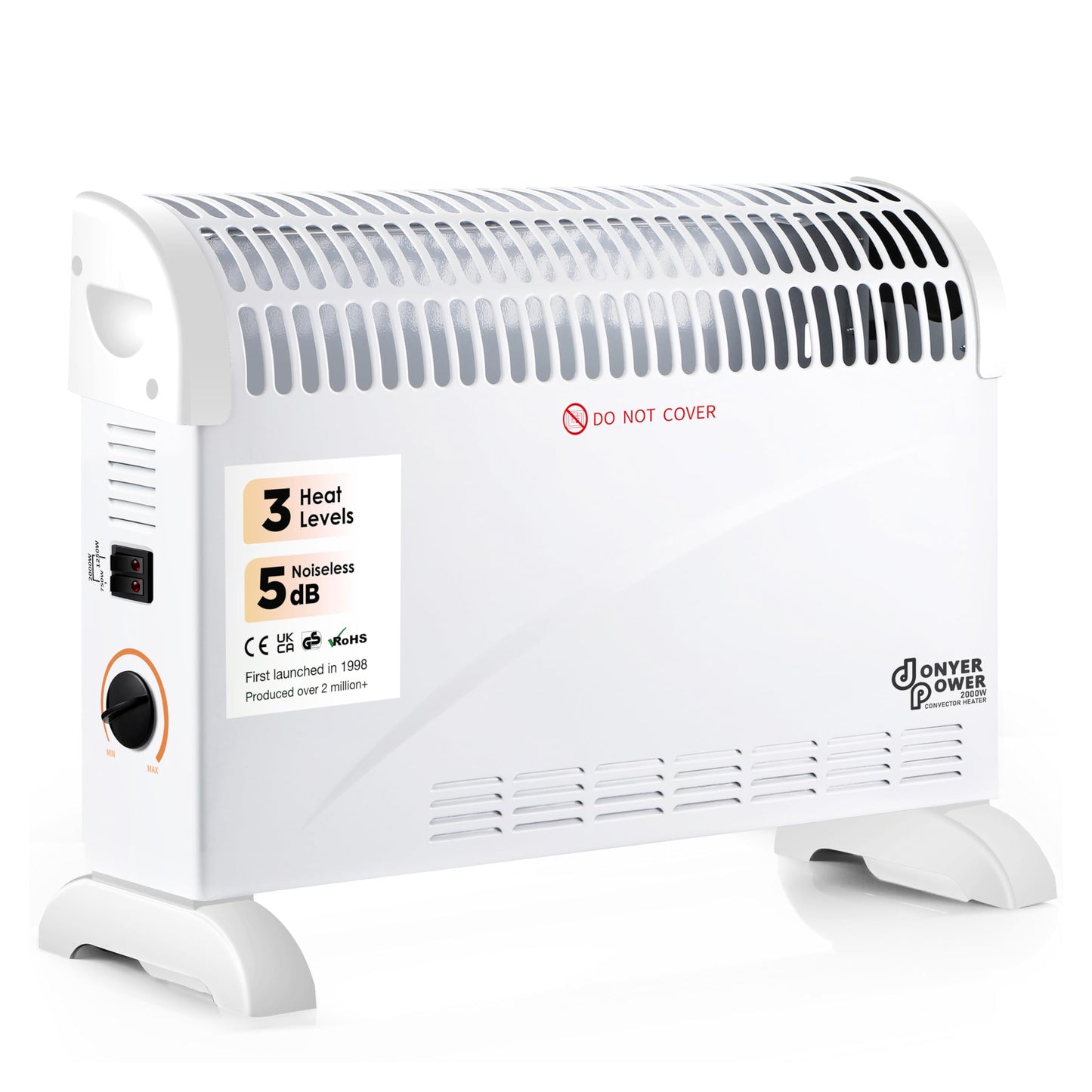 DONYER POWER Convector Radiator Heater with Adjustable Thermostat Free Standing in White 2000W