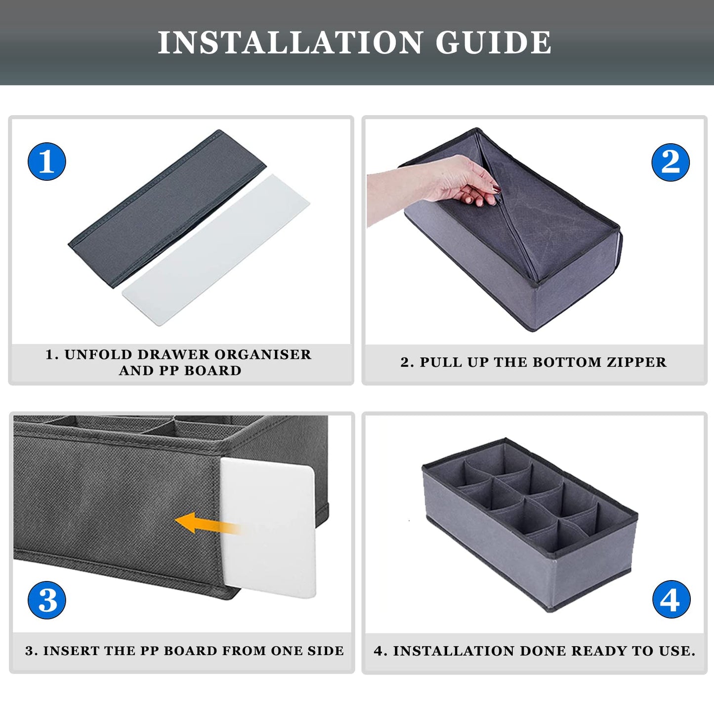 Craxter Underwear Drawer Organiser Divider – Set of Fabric Drawer Dividers for Clothes, Foldable Wardrobe Draw Organizer for Baby clothes, Socks