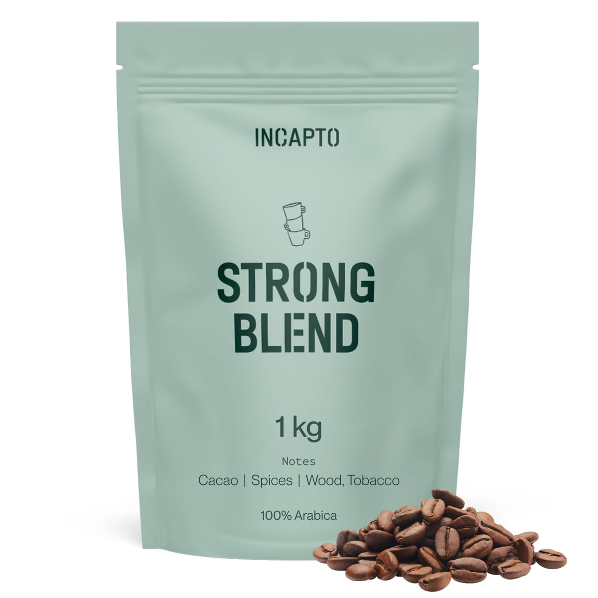 Incapto Dark Roast Strong Blend 1kg | Blend of 80% Arabica and 20% Robusta | Strong and bitter | Origins: Uganda, Brazil, and Peru | Specialty Coffee