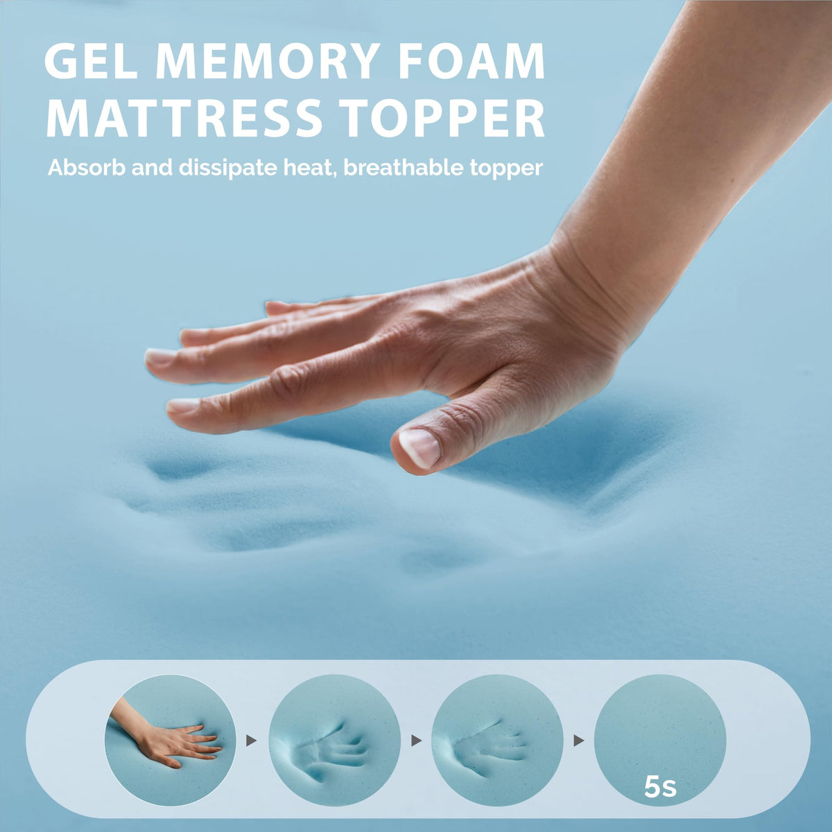 Degrees of Comfort 2 Inch Memory Foam Mattress Topper, Mattress Topper Kingsize Bed for Back Pain, Rayon Derived from Bamboo Cover, Mattress Topper