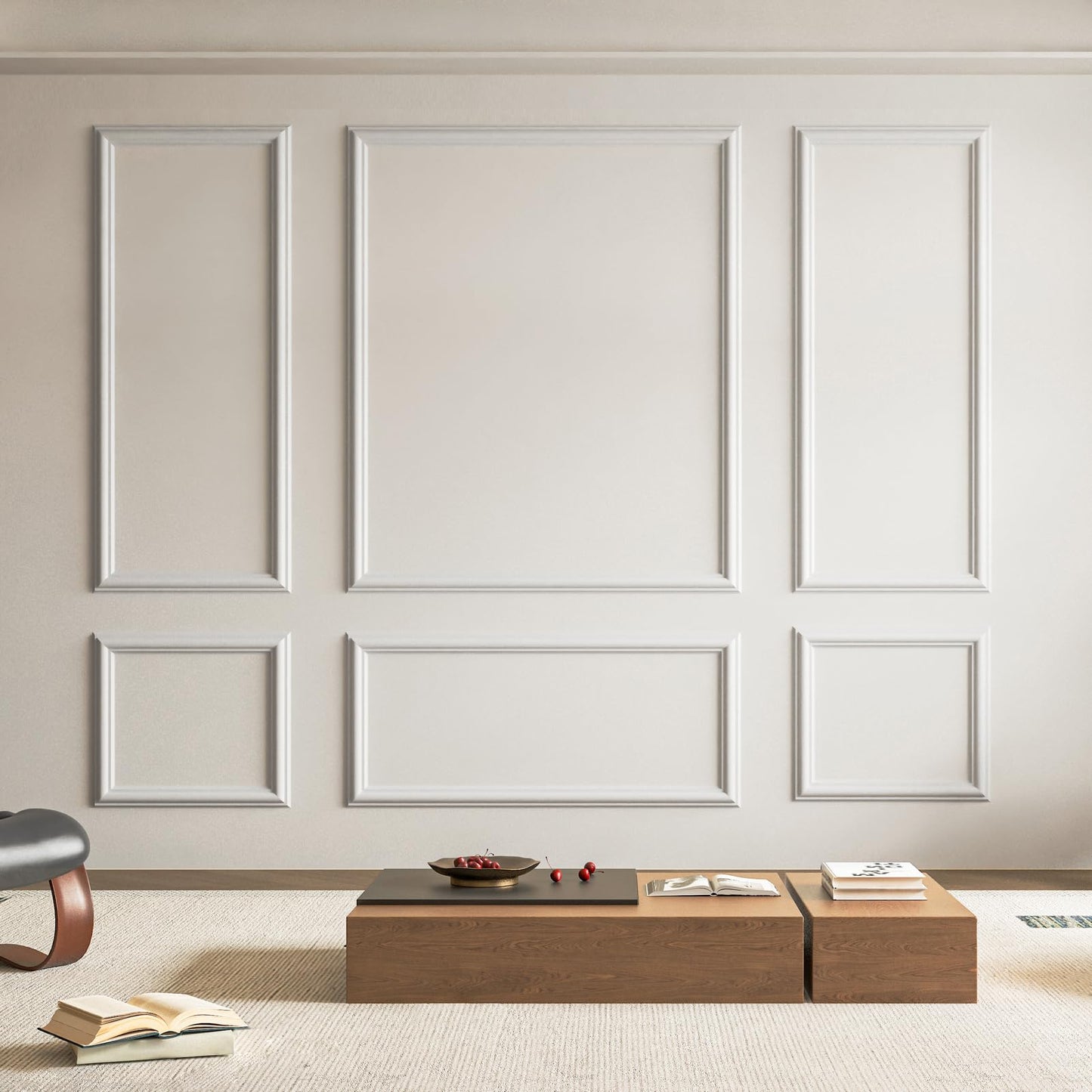 Art3d Pre-Cut Wall Molding Set of 6 pcs, Ready-to-Assemble Wainscoting Panels for Interior Wall D?cor Living Room Bedroom Accent Wall - Installed with