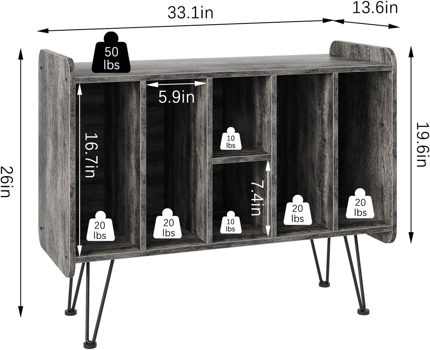 Huhote Record Player Stand, VinylRecord Storage 3 Tier End Table, Turntable Stand for Vinyl Player, RecordPlayer Table Up to 200 Albums