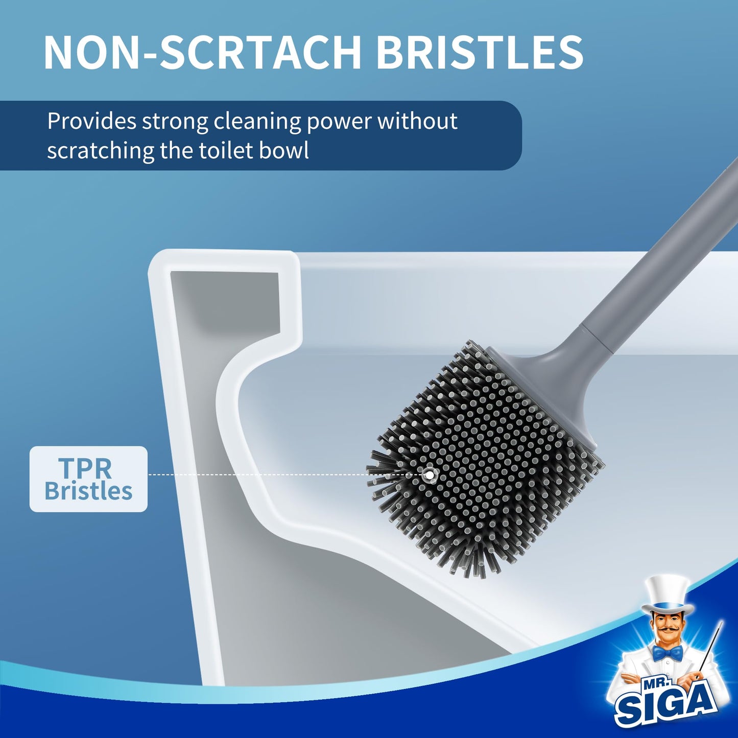 MR.SIGA Toilet Brush and Holder Wall Mounted, grey, 1 Pack