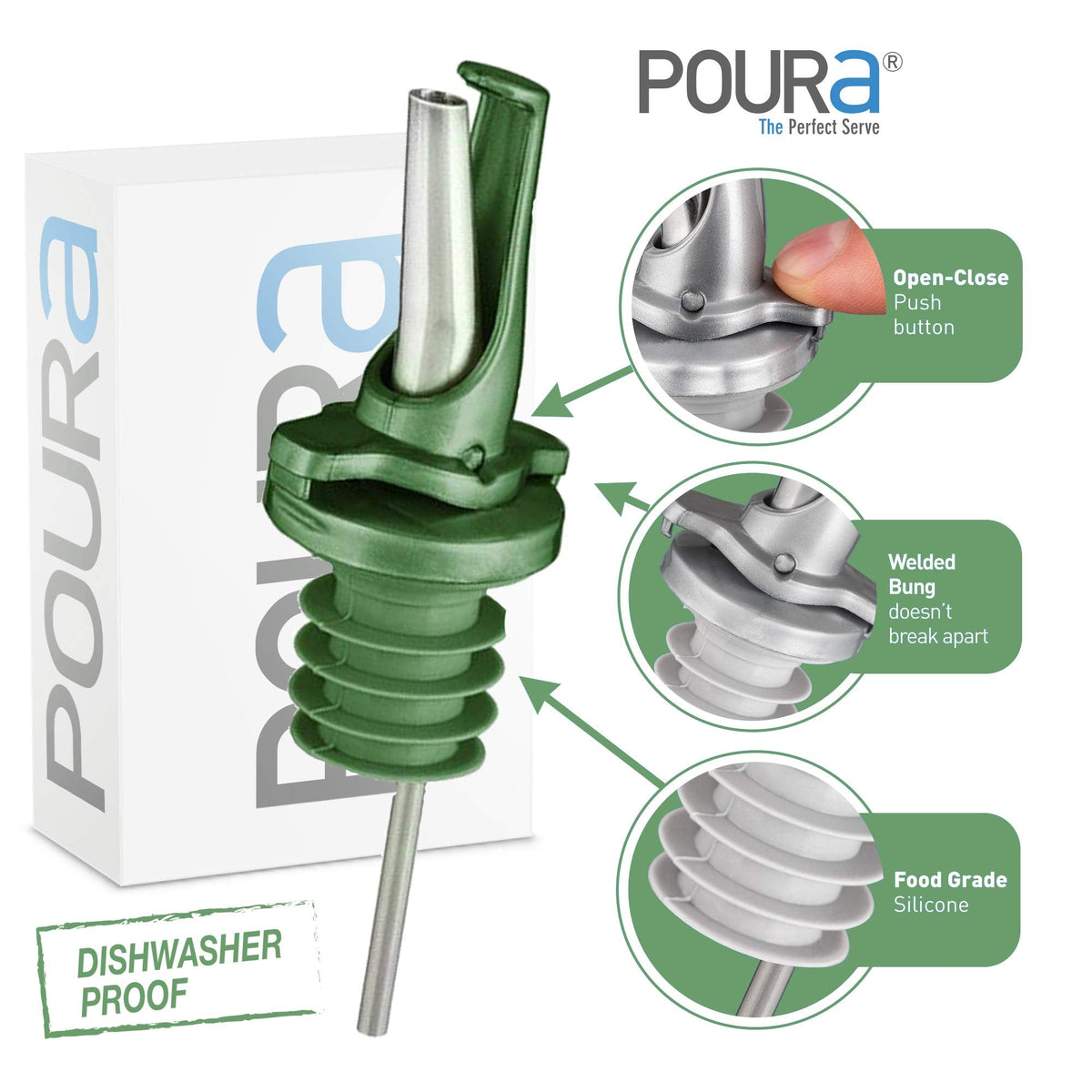 Olive Oil Bottle Drizzler Spouts | Airtight ClickSeal Bottle Pourers Keep Oil Fresh with Built-in Caps | Use Your Own Bottles as Oil Dispensers with