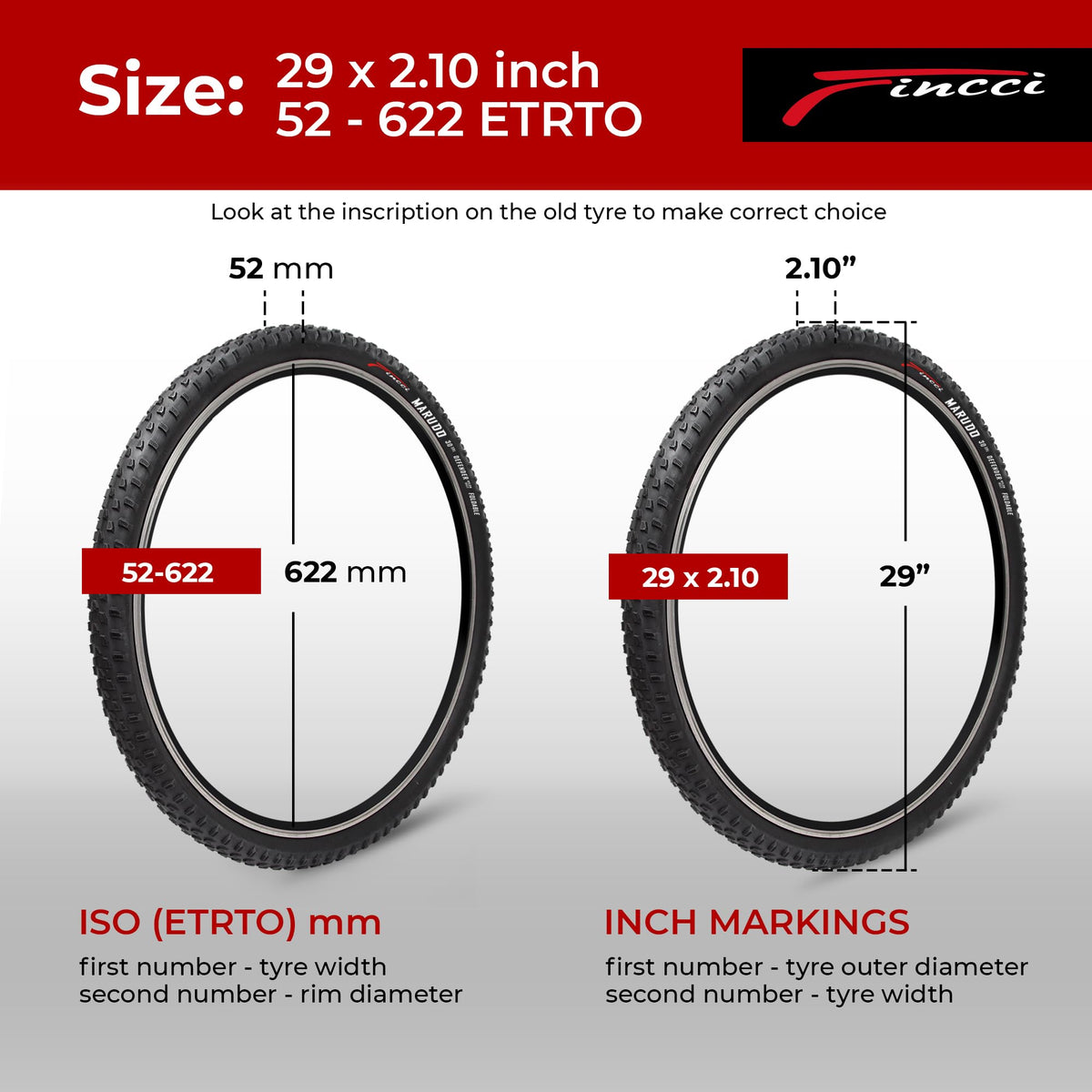 Fincci Bicycle Tyres MTB 29 x 2.1 Inch - Pair Foldable Tires 29 inches 30 TPI with 1mm Nylon Protection - Pack of 2 Accessories 52-622 for Mountain