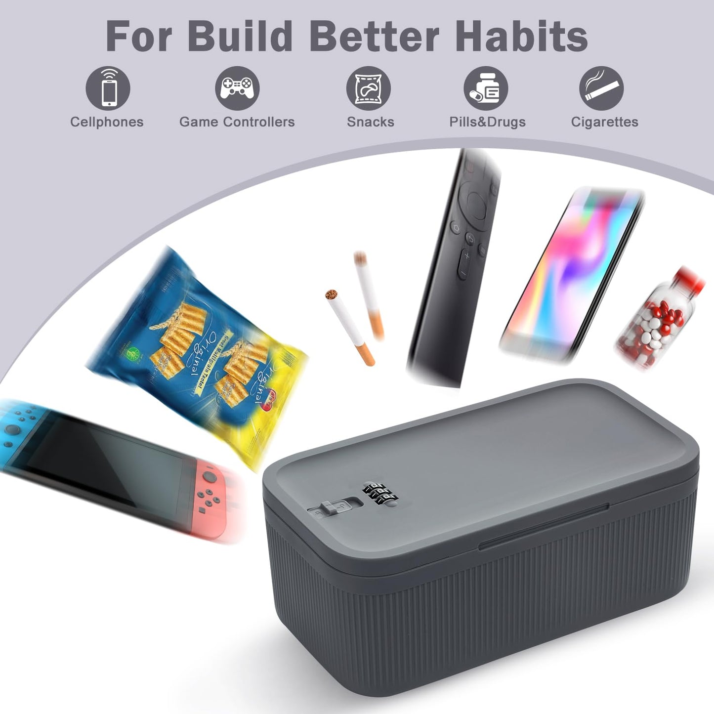 Small Lockable Storage Box with Combination Code - Secure Medicine Safe, Phone Jail, and Snack Box for Home, Fridge, Office, or Travel