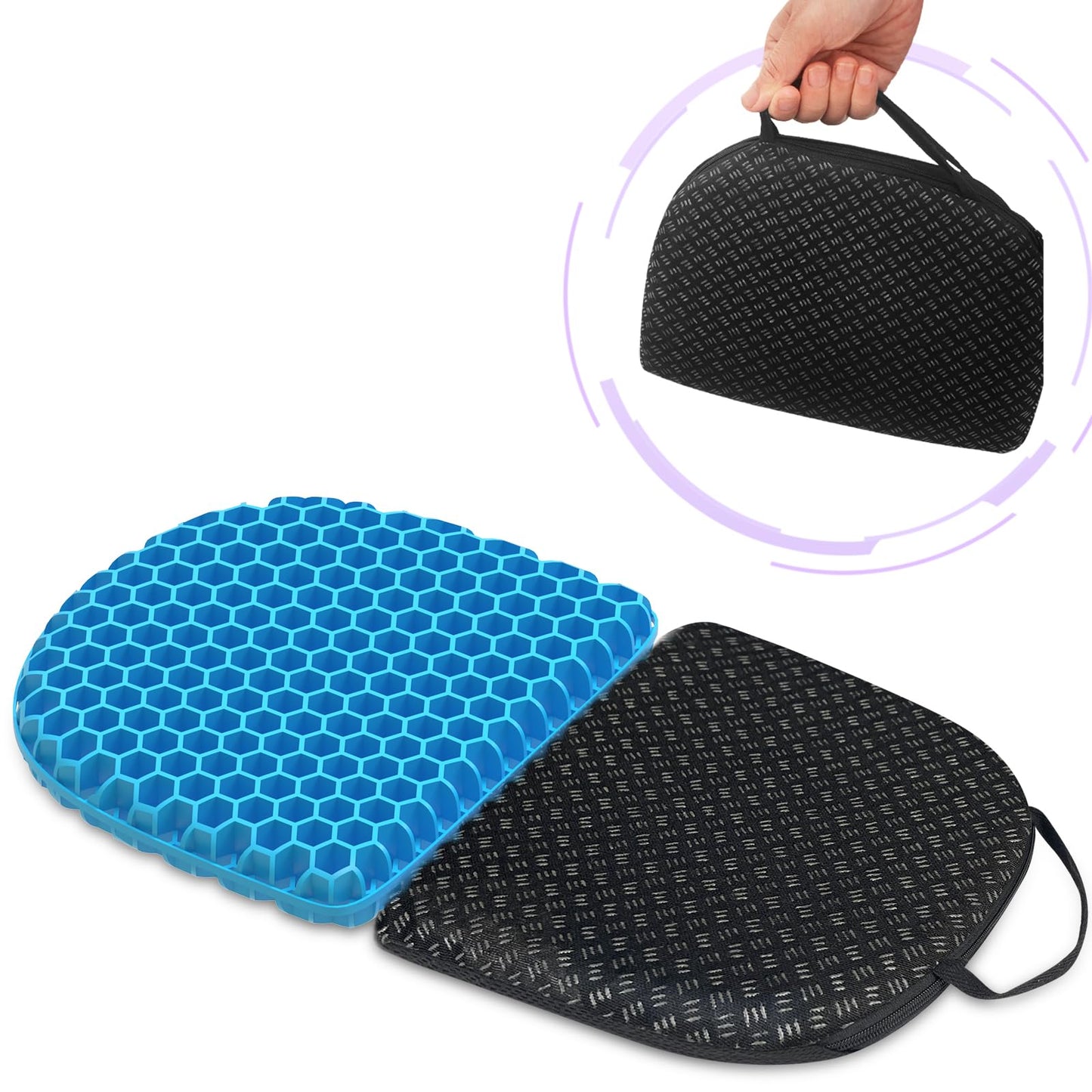 masteymoh Small Foldable Seat Cushion 1 Inch Thick 14 x 9.6 Inches, Portable Gel Seat Cushion for Pressure Relief