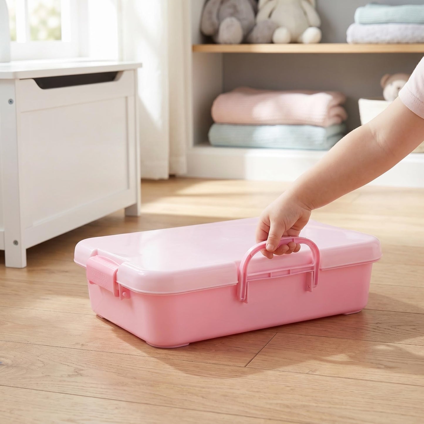 Vaguelly Portable Sandbox with Lid 13.58 Inch Handheld Sand Tray Kids Toy Storage Box for Indoor and Outdoor Use Ideal for Beach Park Trips