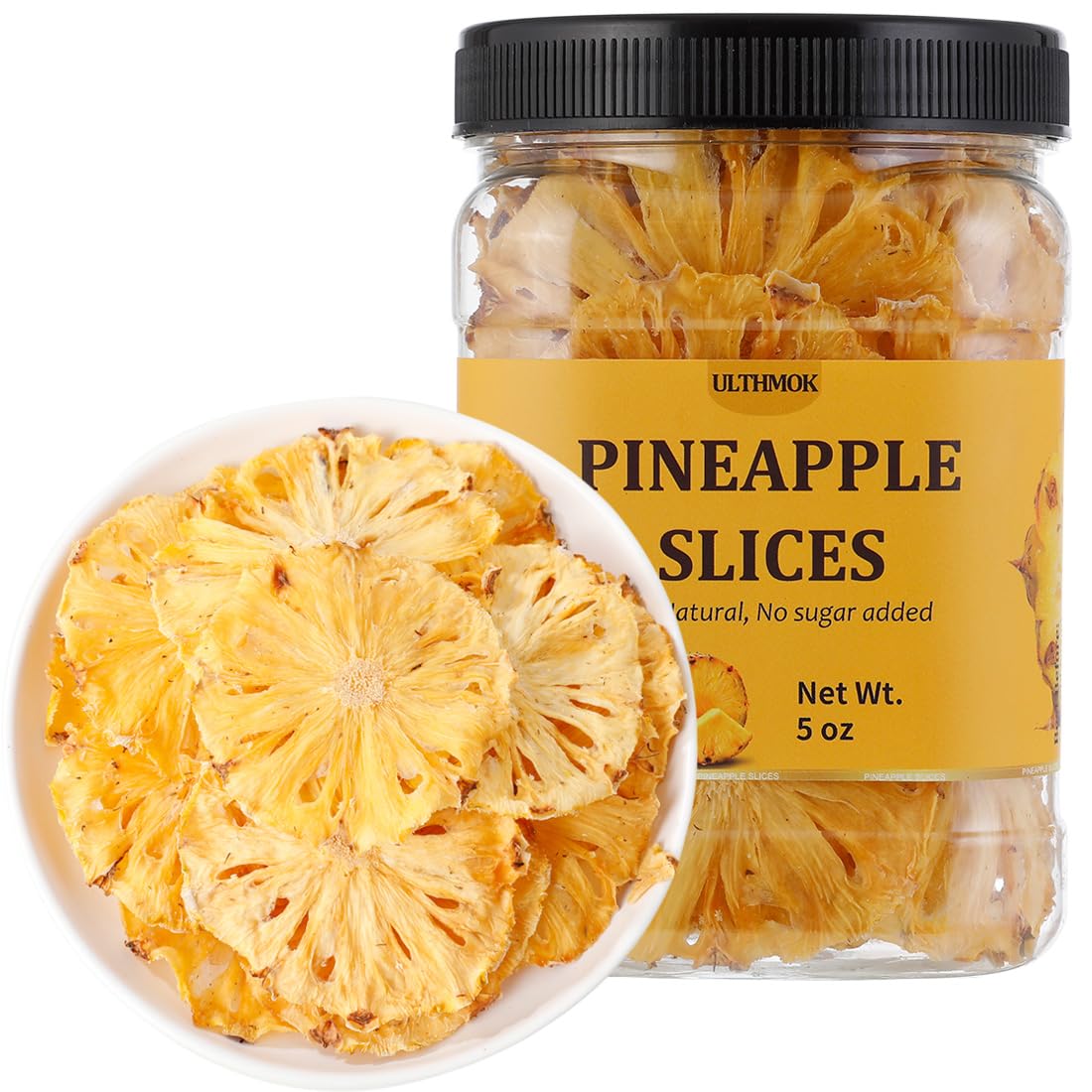 Premium Dried Pineapple 5 Oz/142g,Dehydrated Pineapple Slices,100% Natural,No Additives & No Sugar Added