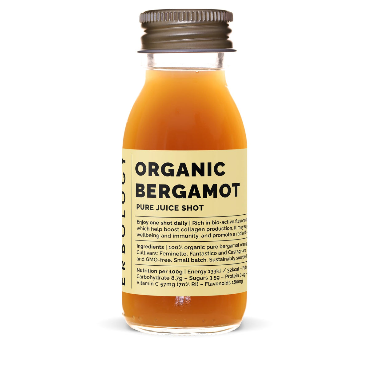 Erbology Organic Bergamot Juice 12 Daily Shots (60ml) - Supports Immunity and Collagen Production - High in Vitamin C and Bio-active Flavonoids -