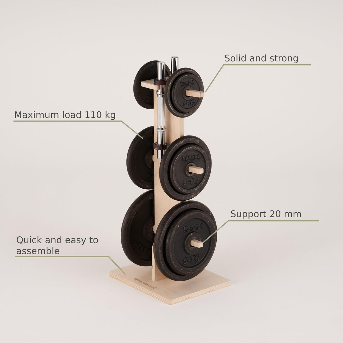 Meanswood Keep Up | Weight holder | Home gym weight holder | Disc rack | Vertical disc weight holder | Wood