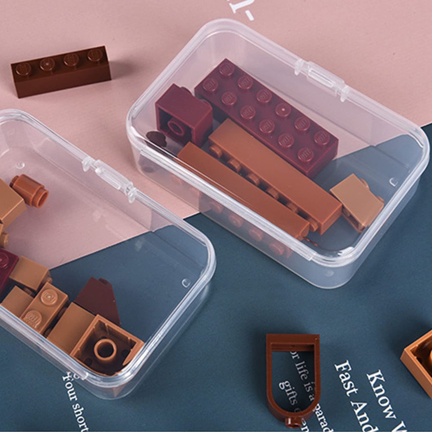 Thintinick 100 Pack Rectangular Clear Plastic Storage Containers Box with Hinged Lid for Beads and Other Small Craft Items (3.35 x 2.17 x 0.98 inch)