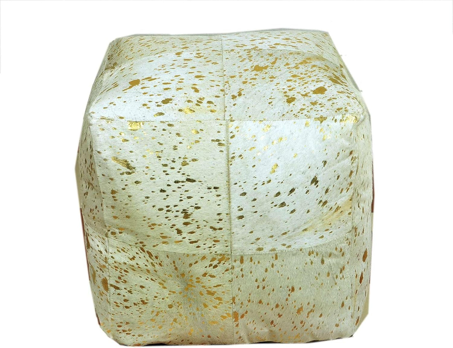 Heaven Hush Unstuffed Pouffe Cover Ottoman Handmade Hair-on Leather Pouf Cover only Genuine Cowhide Square Footrest Footstool Seat for Balcony Office