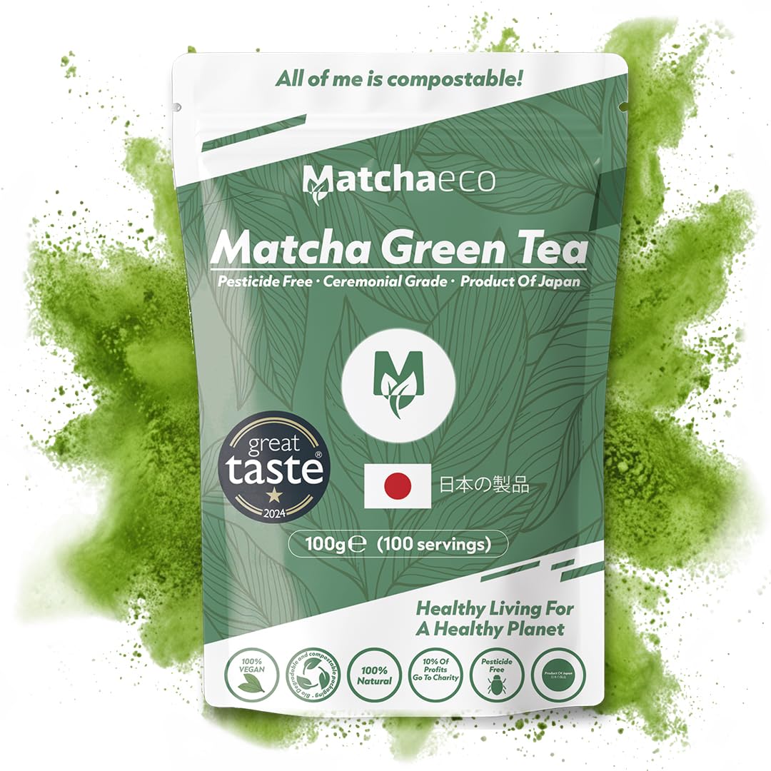 Matchaeco Japanese Matcha Green Tea Powder 100g | Ceremonial Grade | Pesticide-Free | Eco-Friendly Refill Pouch | Traditional Stone-Ground Matcha |