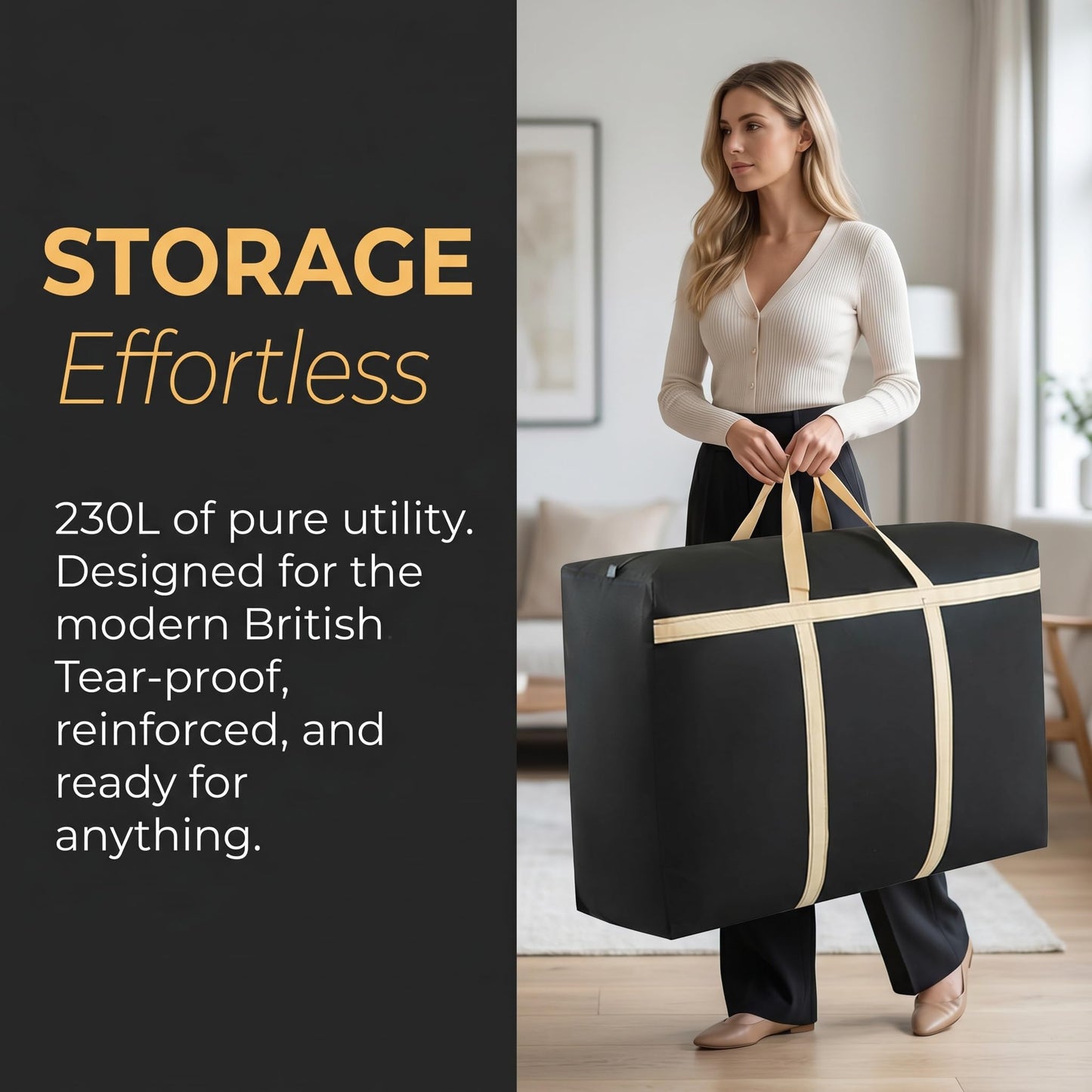 2Pcs Extra Large Storage Bags, 230L Thickened Jumbo Oxford Zipped