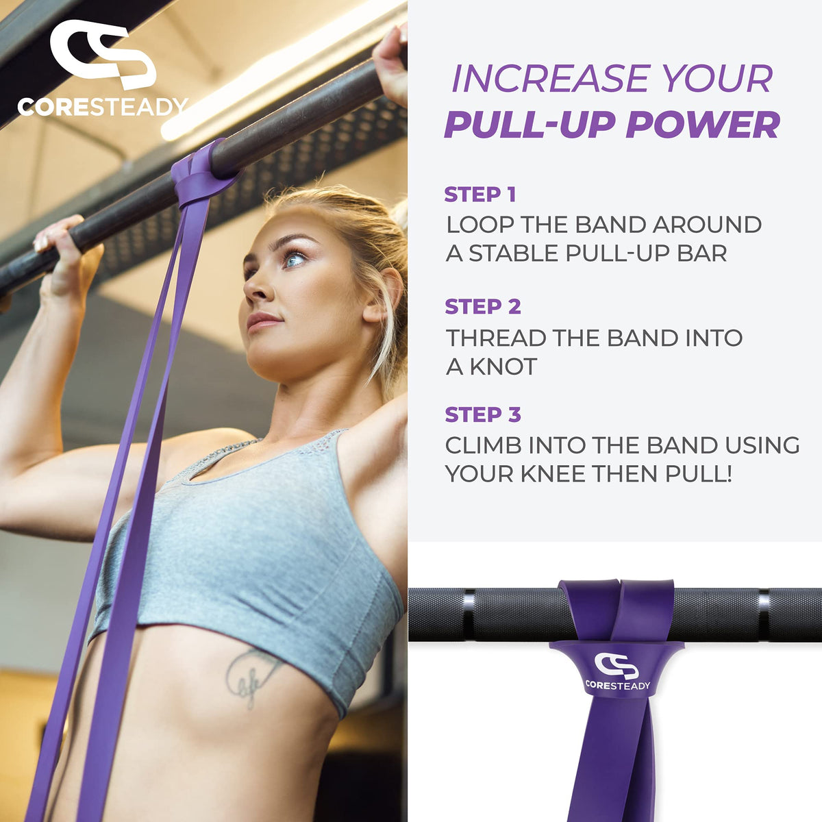 Coresteady Pull Up Bands & Resistance Bands Set of 5 - Rubber Heavy Duty Elastic Loop Band for Men & Women - Build Fit Power & Muscle - Training,