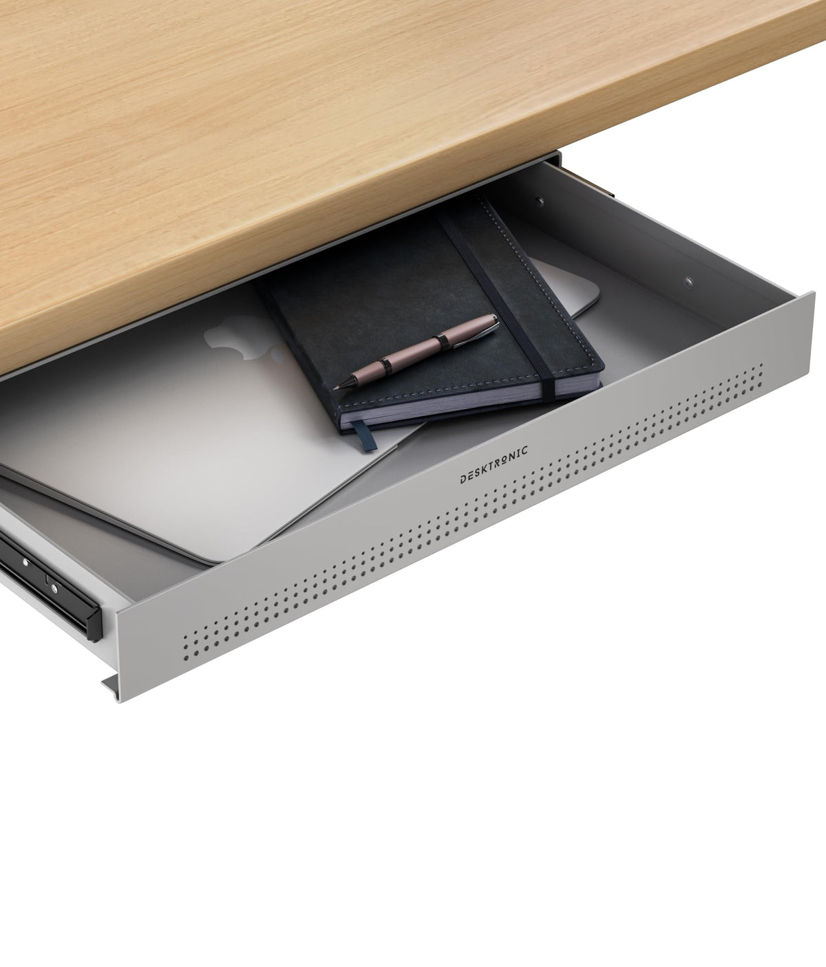 Desktronic Under Desk Drawer | Table Desk Organizer | Under Table Storage Box | Metal Drawer, Hidden Drawer Box (Gray)
