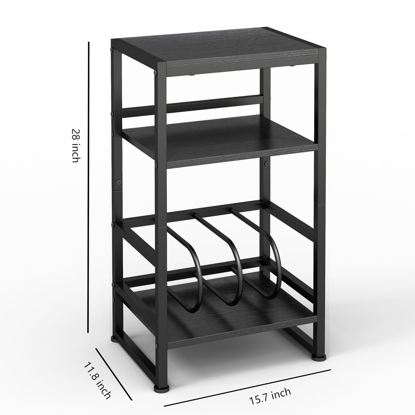 ZEXVIDA Vinyl Record Player Stand, 3-Tier End Table with Vinyl Record Storage, Record Player Table Holder Cabinet Up to 120 Albums for Living Room
