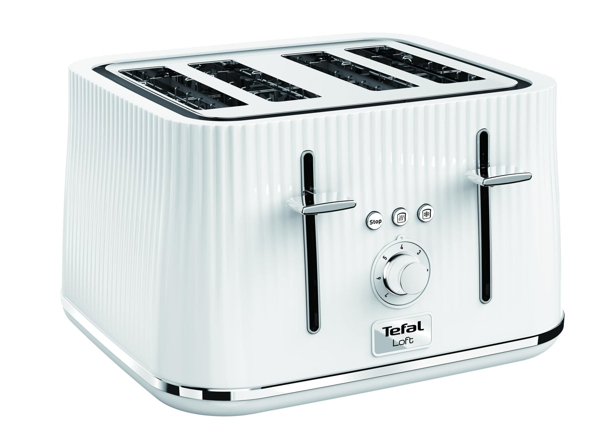 Tefal Loft 4-Slot Toaster with Extra-Wide Slots, Adjustable Browning, Defrost & Reheat Functions, Removable Crumb Tray, High Lift Lever, Classic