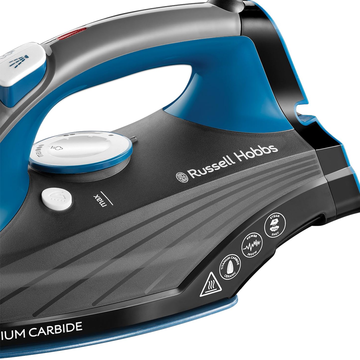 Russell Hobbs Iron [2600W, 160g steam shot, 55g/min continuous steam] Titanium Carbide (Titanium-infused ceramic soleplate, 330ml tank, self-cleaning,