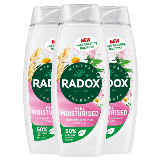 Radox Mineral Therapy Shower Gel Feel Moisturised with Nature Inspired Mood Boosting Fragrance Body Wash for Men and Women Blended with Chamomile and