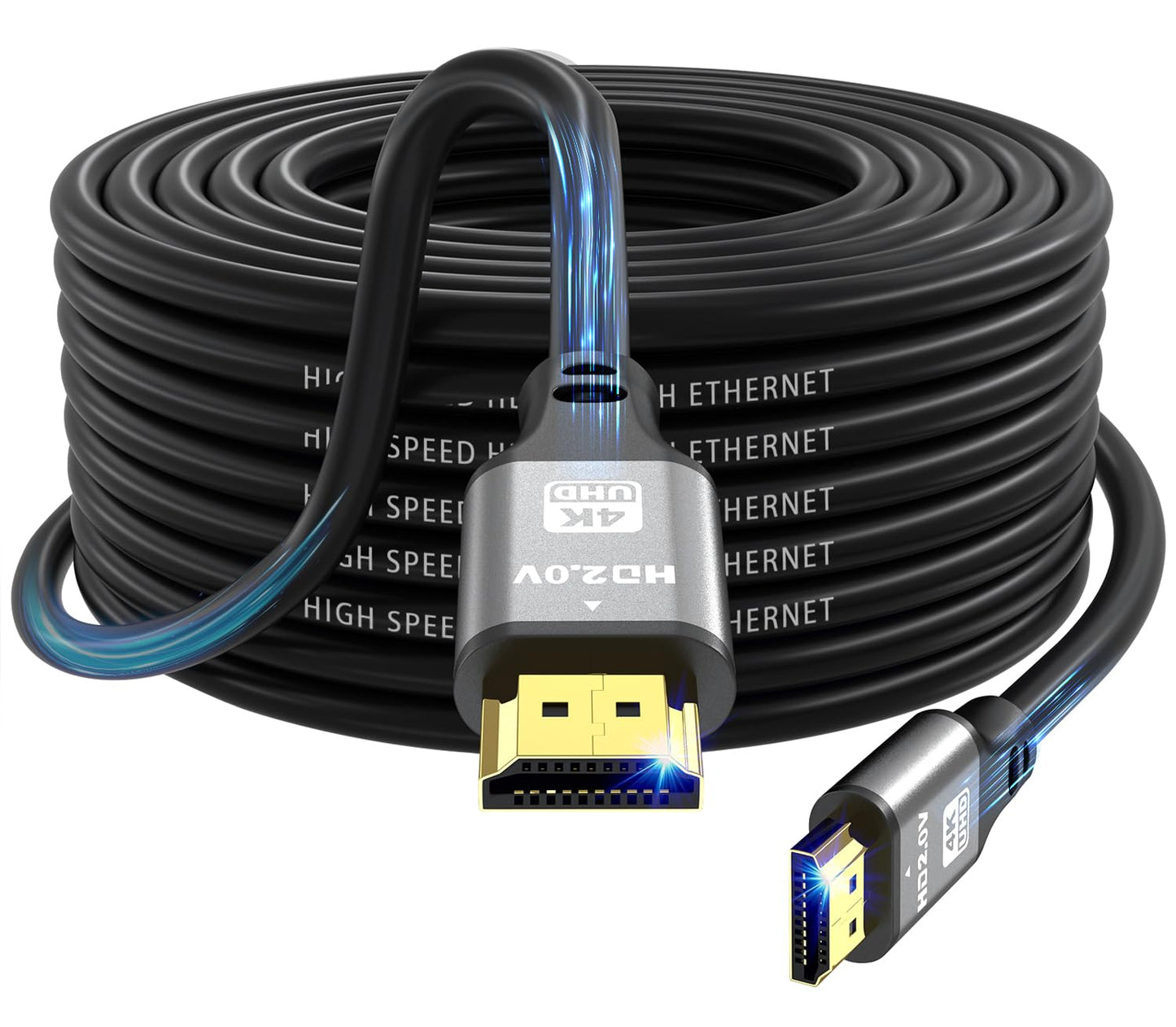 jojobnj 4K HDMI Cable 15m, High Speed HDMI 2.0 Cord 4K@60Hz 18Gbps, Ultra HD,Ethernet Audio Return,1080p,3D,Arc, HDR Compatible with