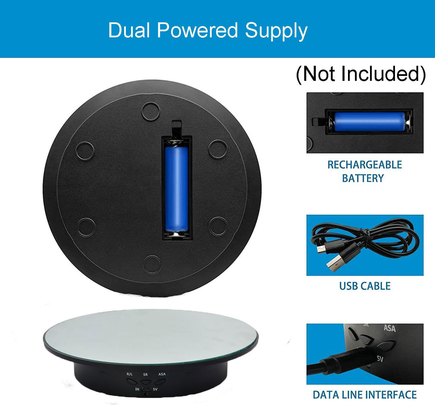 zalati Rotating Display Stand Motor-driven Turntable 360° Electric Show Pedestals with Mirror Coating for Action Figures, Photography