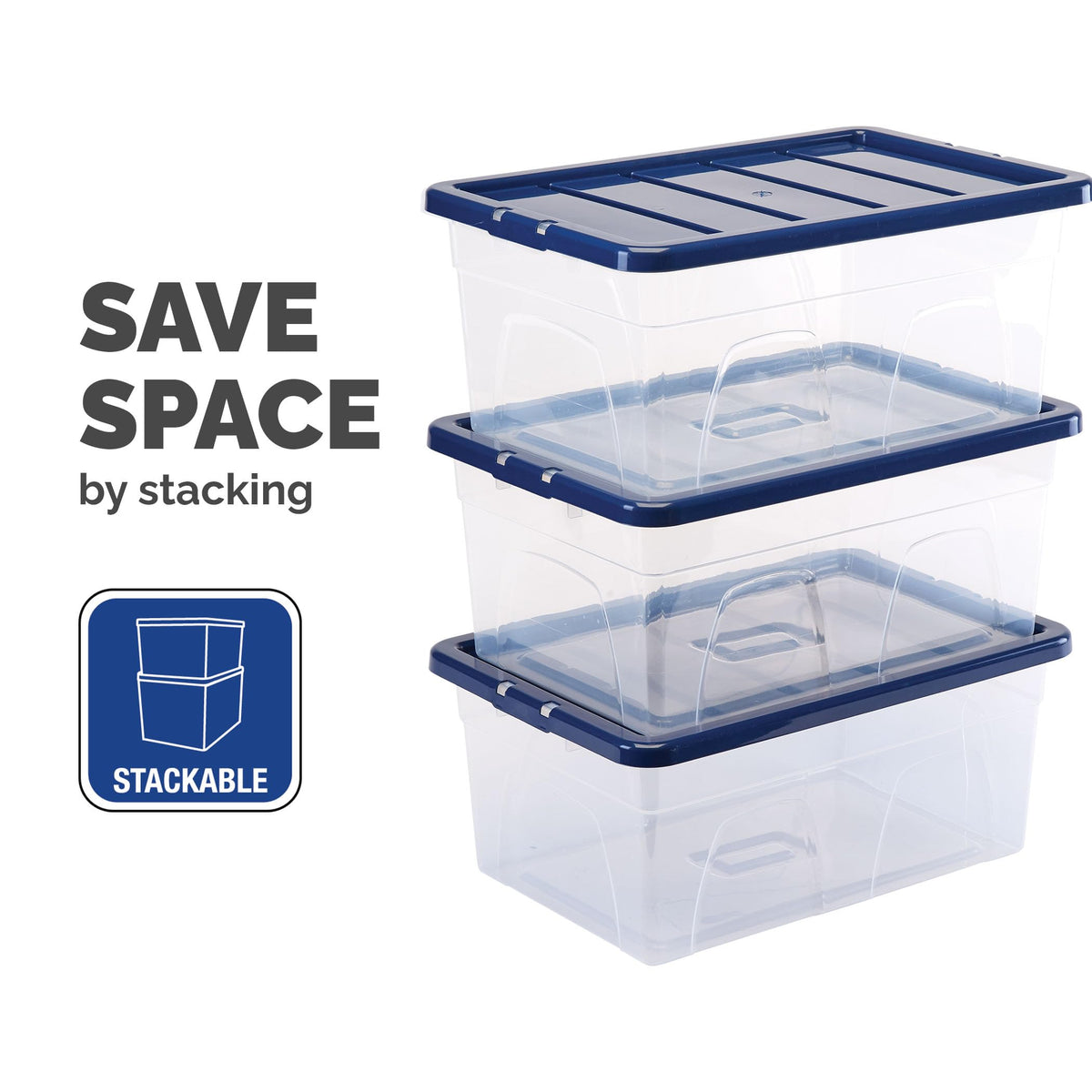 Bankers Box 38L Plastic Storage Box 3-Pack, BPA-Free & 100% Recycled Lids, Nesting & Stackable, Dust Cover Lid, 25x38x56cm