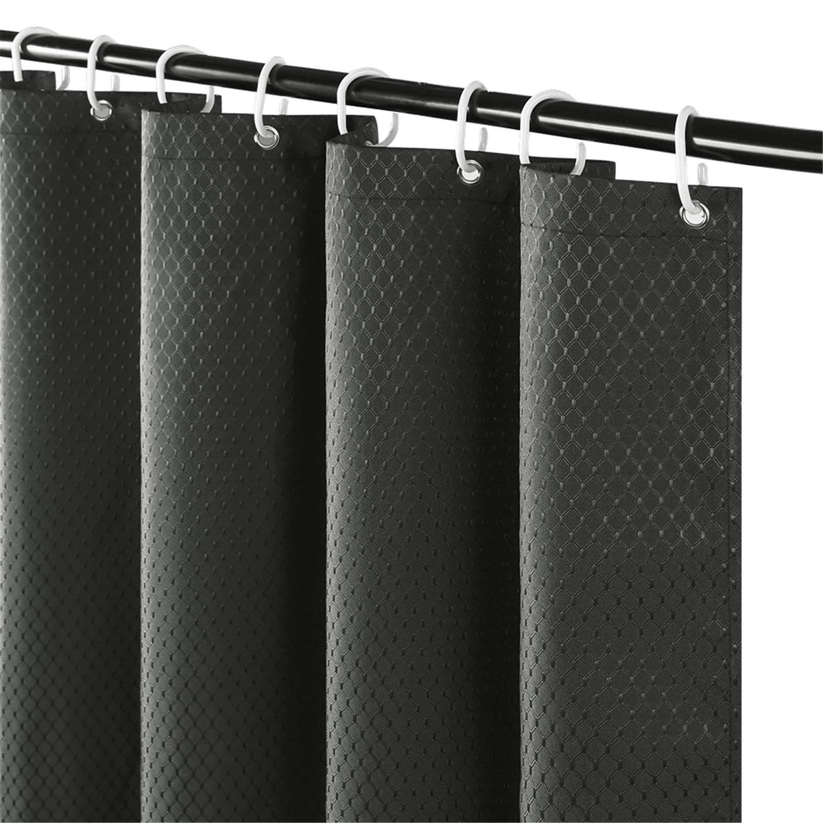 Furlinic 180x200 Shower Curtain for Bathroom Waterproof Mould Resistant Weighted Polyester Fabric Curtains 180 x 200cm Dark Grey 71x78 Inch.