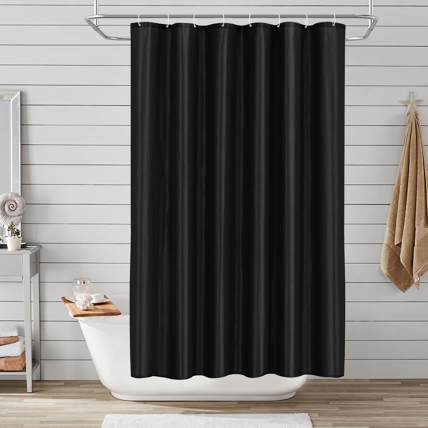 LUKDUNG 120 x 180 cm Polyester Textile Shower Curtain Anti-Mould for Bathroom, Curtain for Bathtub Shower Made of Fabric Waterproof Washable Shower