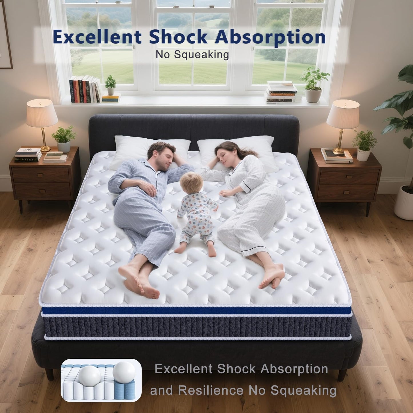 SEZMOONSI 3FT Single Mattress, 9.1 Inch Hybrid Single Size Mattress with Breathable Soft Fabric