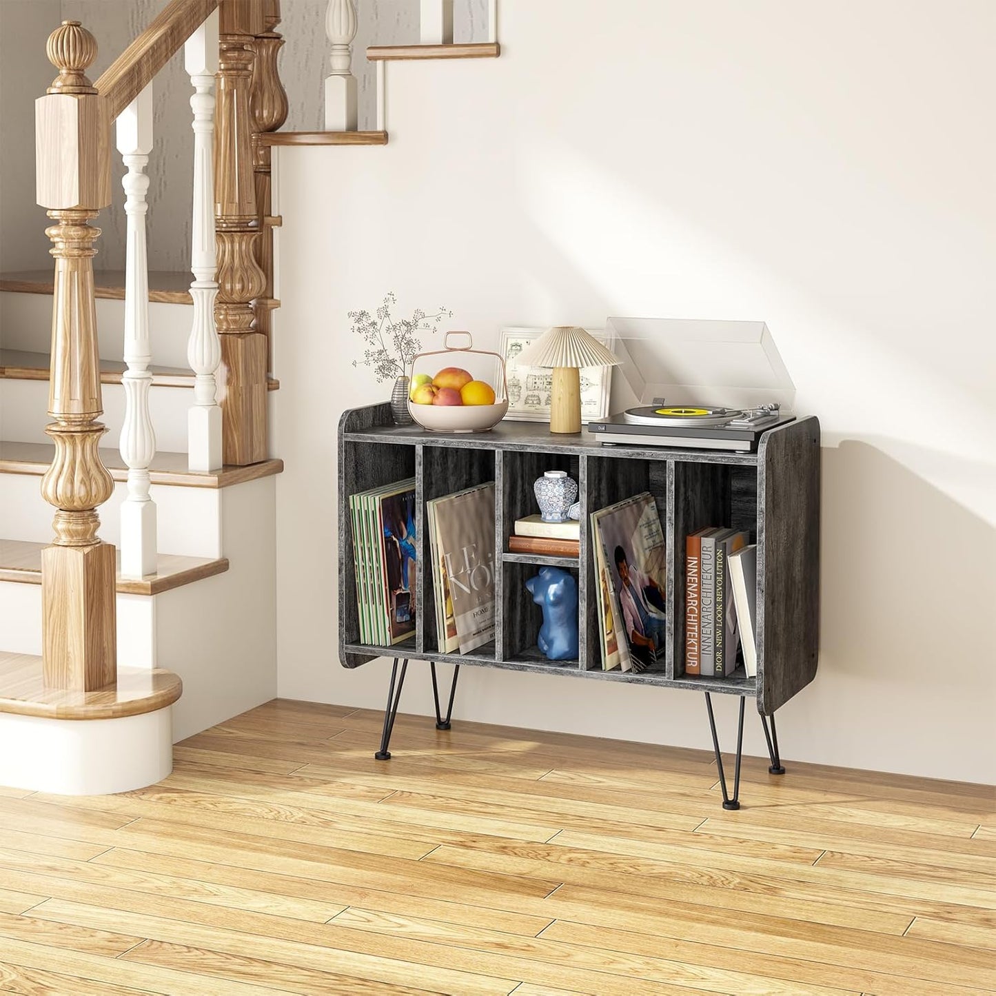 Huhote Record Player Stand, VinylRecord Storage 3 Tier End Table, Turntable Stand for Vinyl Player, RecordPlayer Table Up to 200 Albums