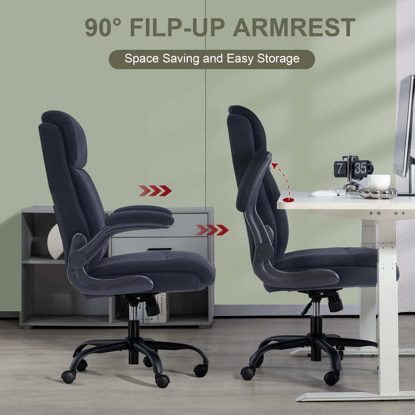 CASTLOVE Fabric Office Chair Ergonomic Desk Chairs for Home Office, Black
