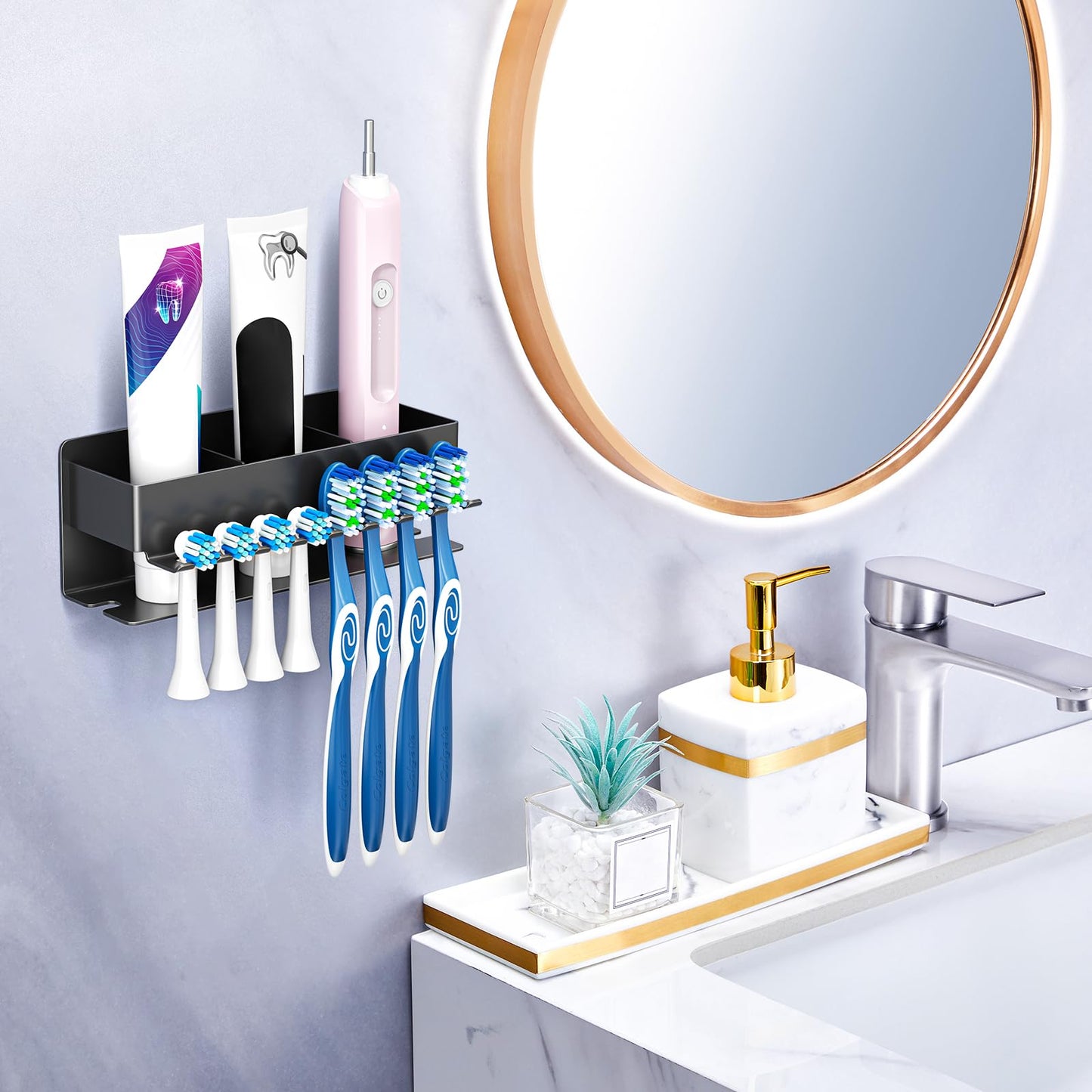 WAYASI Electric Toothbrush Head Holder, Electric Toothbrush Holder, Adhesive Toothbrush Holder Wall Mounted Non Screw, Tooth Brush Head Holder