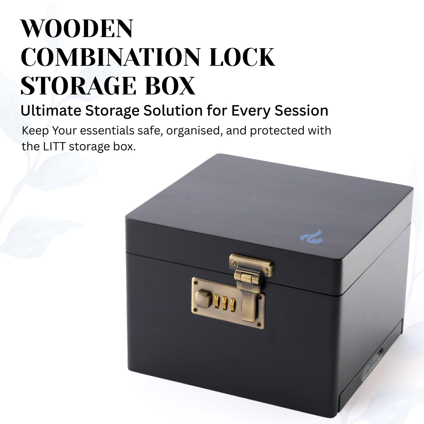 LITT Wooden Stash Box with Combination Lock, Black