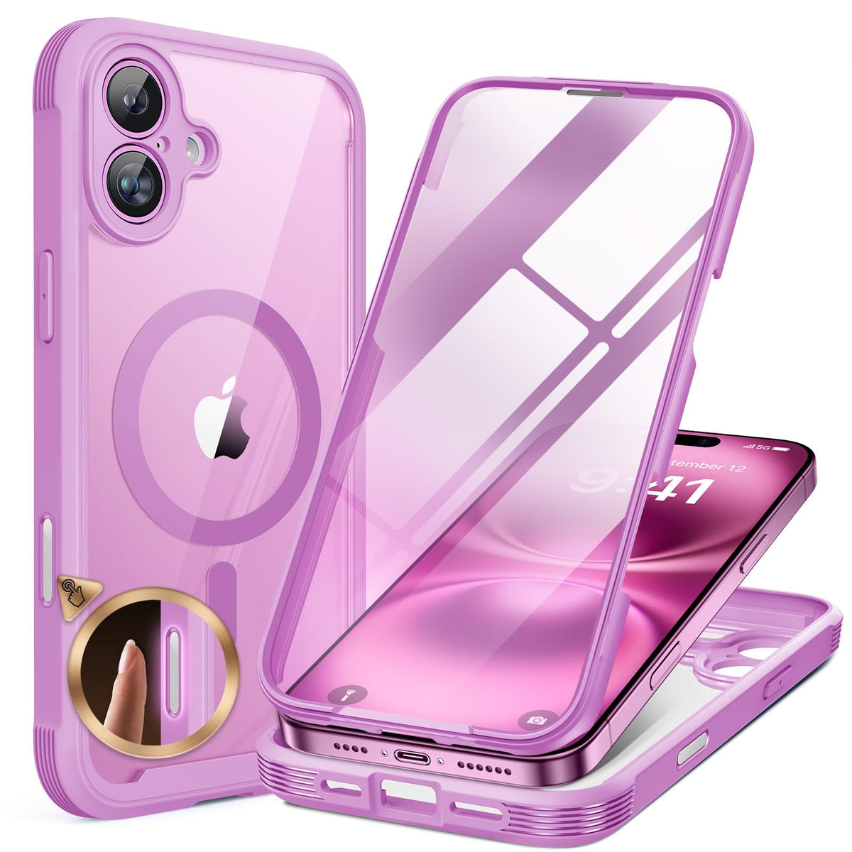 Miracase Magnetic Case for iPhone 16 Case 6.1", [Built-in 9H Tempered Glass Screen Protector + Camera Control Capture Button] Full Body Bumper Case