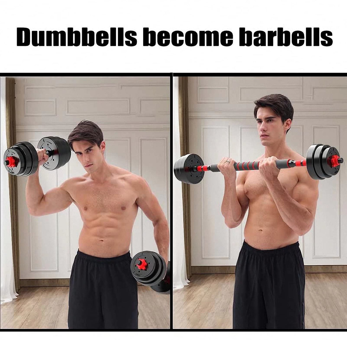 BCBIG Adjustable Dumbbells Weights Set pair Home Gym Fitness for Men/Women Barbell Set 2-in-1 with connector Strength Training Fitness 15KG(7.5KG*2)