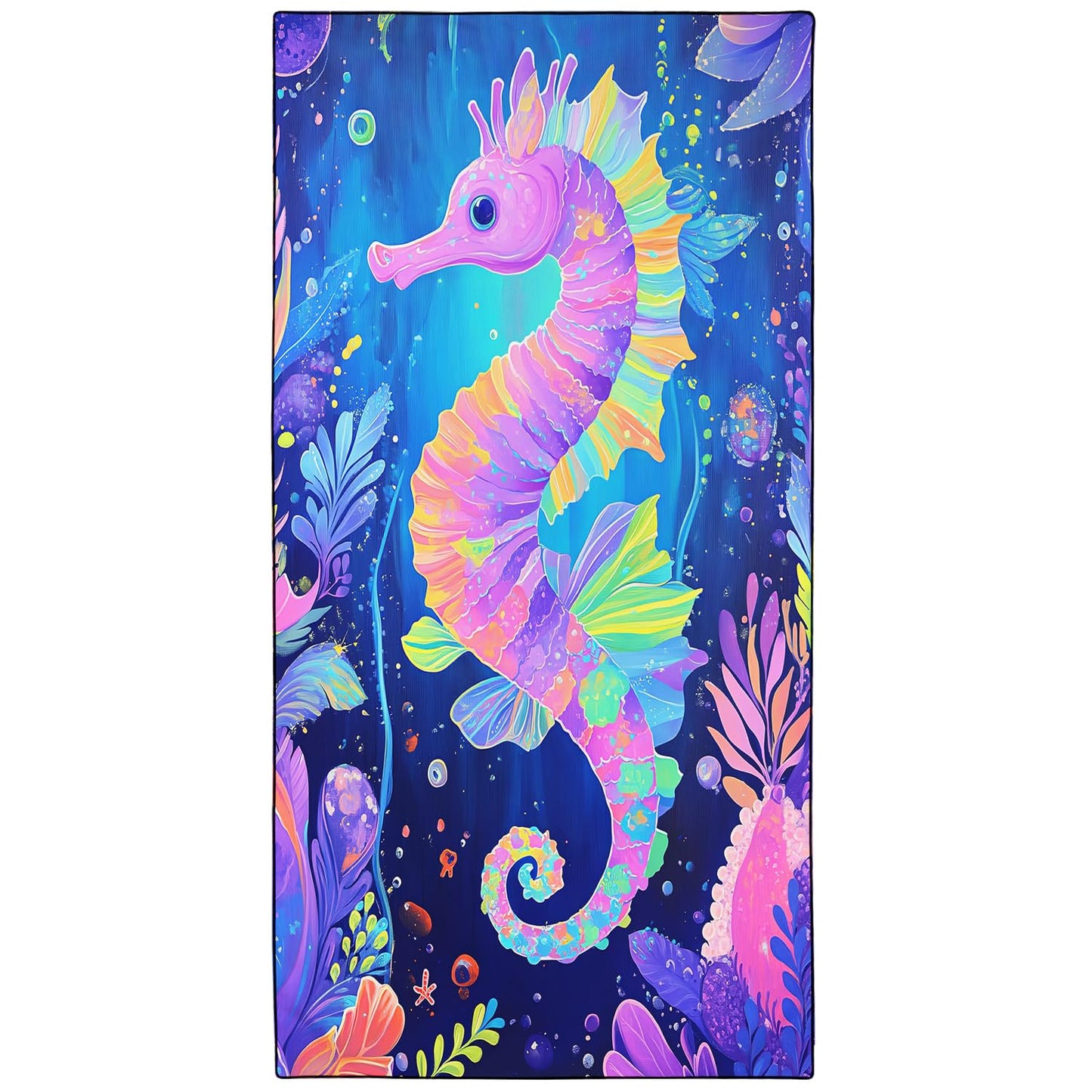 YISUMEI Purple Seahorse Beach Towels for Adults Extra Large 180 x 90 cm, Microfibre Lightweight Quick Dry Towel for Swimming Pool Cruise Travel